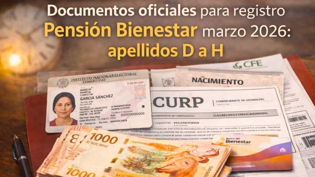 Documentos oficiales para registro Pensión Bienestar marzo 2026: apellidos D a H