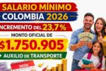 Salario mínimo Colombia 2026: incremento del 23,7 %, monto oficial de $1.750.905 más auxilio de transporte y calendario de pagos